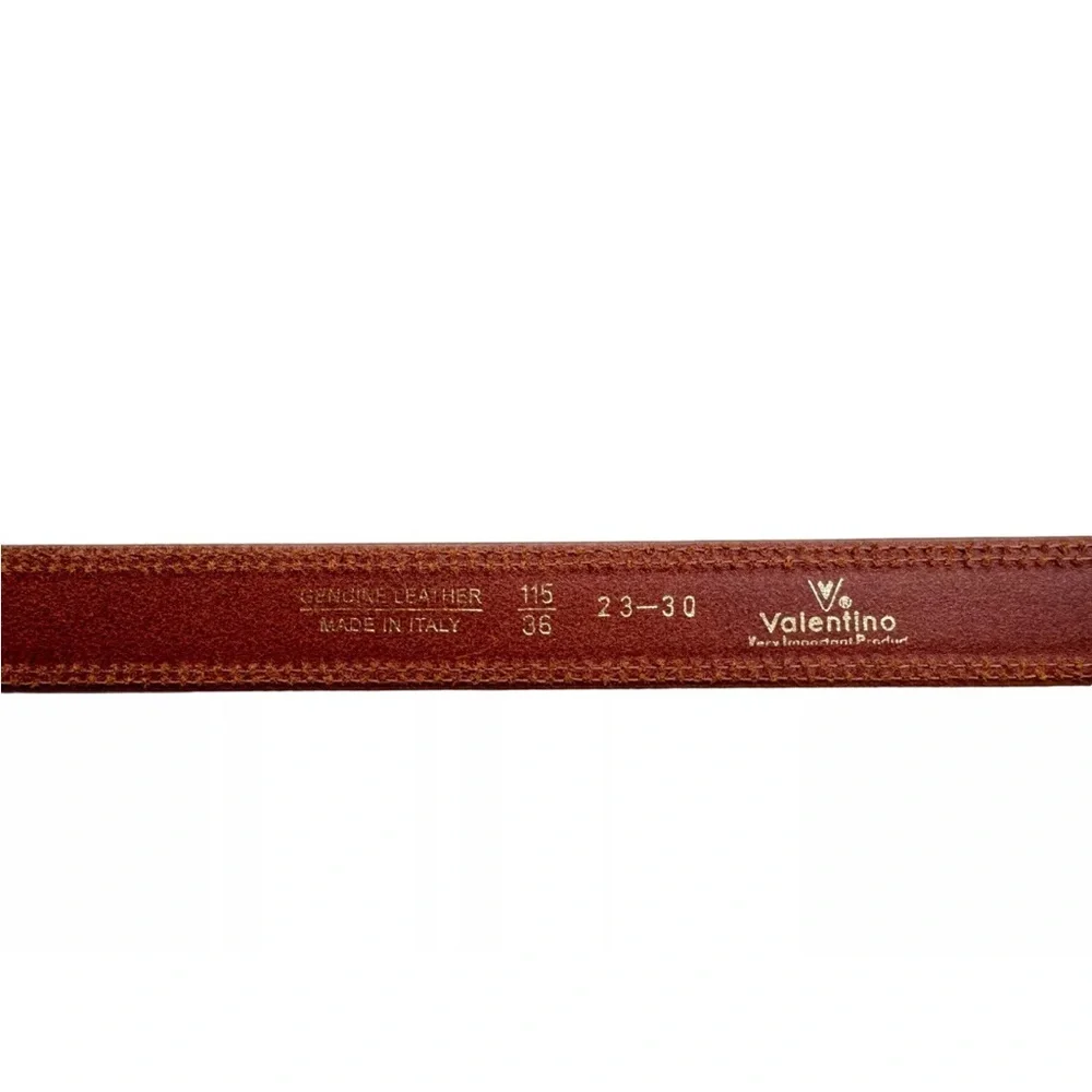 Valentino Vip Mens Belt Brown Leather Made in Italy 36 - Picture 8 of 8